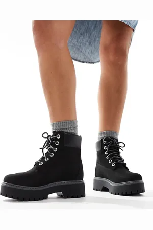 Timberland Botas de 6" negras de cuero nobuk con suela gruesa Stone Street de