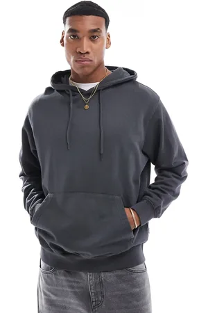 JACK & JONES Sudadera gris lavado ultragrande con capucha de