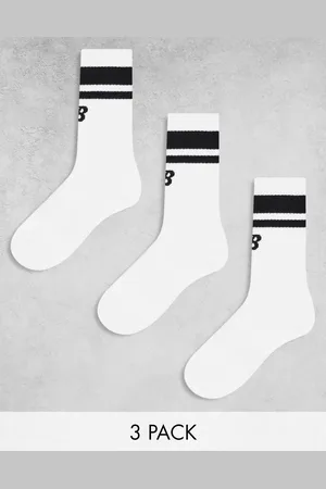 New Balance Pack de 3 pares de calcetines blancos con detalle de raya y logo de