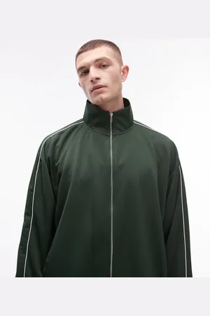 Topman Sudadera extragrande con cremallera y detalle de ribetes dobles de (parte de un conjunto)
