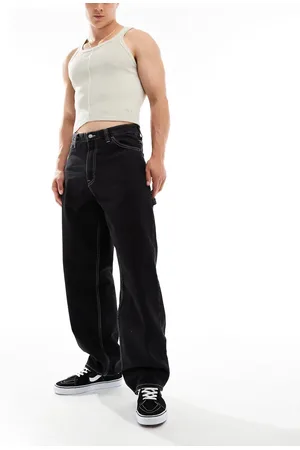 Dr Denim Vaqueros negros holgados de estilo worker de talle medio y pernera ancha con lavado desgastado en contraste Colt Worker de