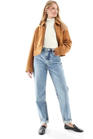 ASOS Vaqueros mom holgados de talle alto con lavado vintage de -Azul