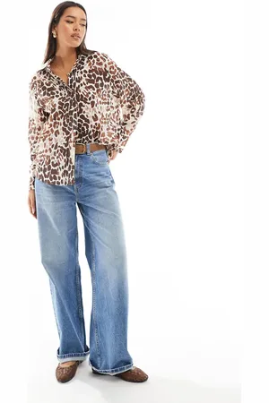 MANGO Camisa con estampado de leopardo variado de
