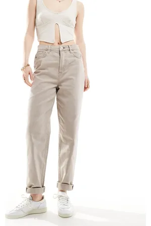 ASOS Vaqueros mom beis holgados de talle alto de -Beis