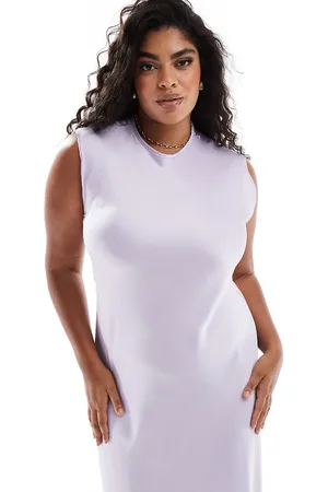 ASOS Vestido midi color de satén de Curve-Marrón