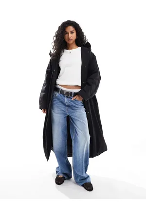 ASOS Chaqueta de plumas larga negra de corte depurado con capucha de