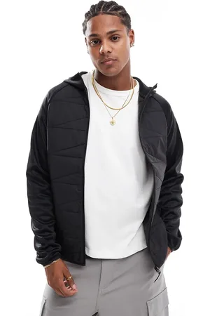 Only & Sons Chaqueta negra acolchada con capucha y acabado texturizado de