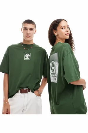 Timberland Camiseta oscuro extragrande con estampado gráfico de montaña exclusiva en ASOS de
