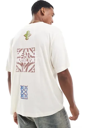 JACK & JONES Camiseta color crema extragrande con estampado "Creative Community" en la espalda de -Blanco