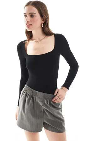 Miss Selfridge Body de manga larga con cuello cuadrado de
