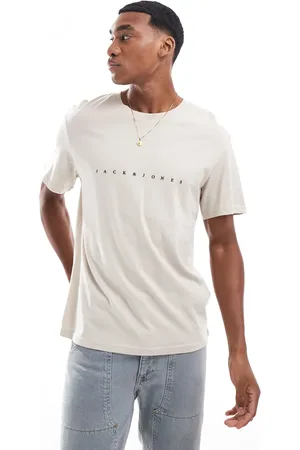 JACK & JONES Camiseta beis con logo en la parte delantera de -Beis neutro
