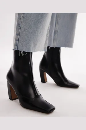 Topshop Botines negros con tacón grueso en ángulo Nyla de