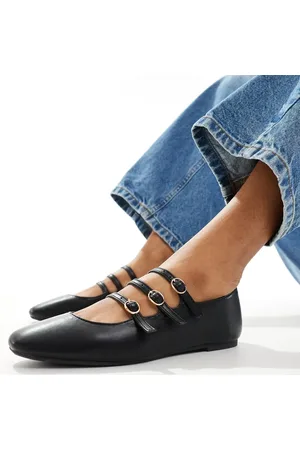 New Look Bailarinas negras con detalle de tres tiras de