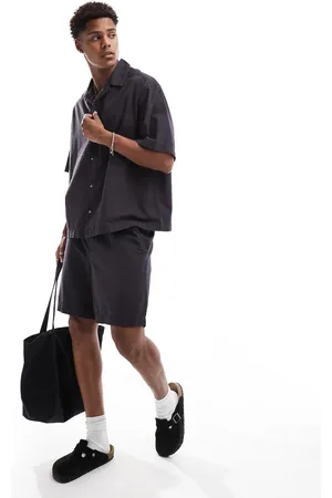 ASOS Pantalones cortos lavado de corte ancho de lino de (parte de un conjunto)
