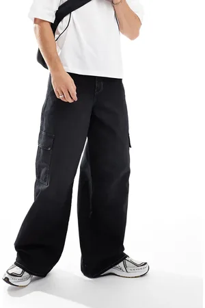 ASOS Pantalones cargo negro lavado muy holgados de