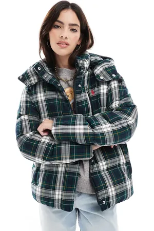 Ralph Lauren Chaqueta acolchada verde a cuadros escoceses con logo Country de
