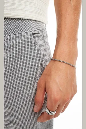 ASOS Pulsera plateada de cadena tipo cuerda de acero inoxidable resistente al agua de