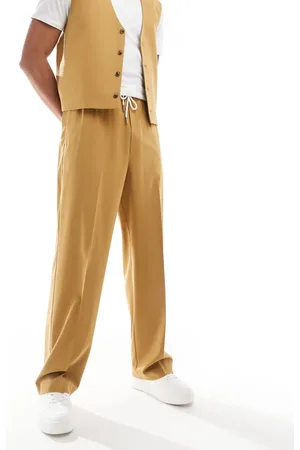 ASOS Pantalones de vestir amarillo mostaza sin cierres de pernera ancha de (parte de un conjunto)