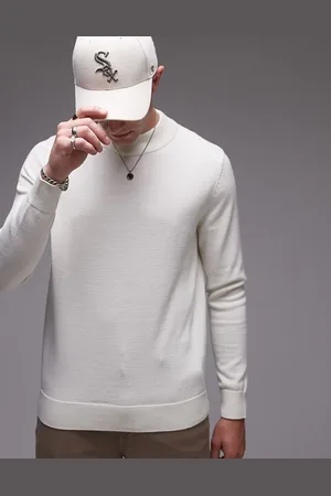 SELECTED Jersey color crema con cuello subido de punto de -Blanco