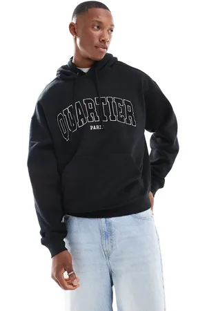Cotton On Sudadera negra de corte cuadrado sin aberturas con capucha y estampado gráfico "Paris" de Cotton On