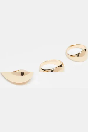 Reclaimed Pack de 3 anillos dorados abombados unisex de