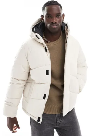 JACK & JONES Chaqueta de plumas blanco hueso con capucha de