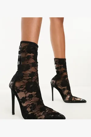 Simmi London Botines negros encaje Sade de SIMMI London Wide Fit