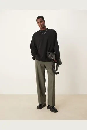 ASOS Camiseta negra extragrande de manga larga de punto entrelazado de 300 g/m2 premium de