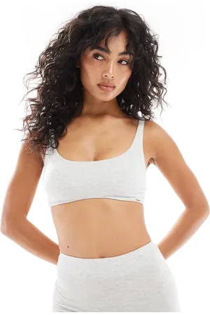Dorina Bralette jaspeado con cuello ancho redondeado y relleno ligero de canalé de modal de