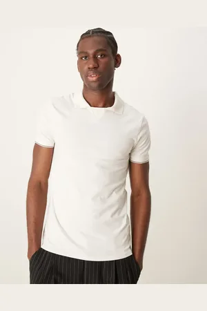 ASOS Polo color crema ajustado con solapas de -Blanco