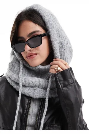Pieces® Capucha gris claro melange estilo pasamontañas extragrande de
