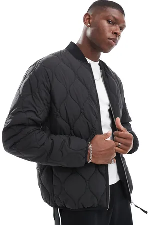 JACK & JONES Chaqueta bomber negra guateada de