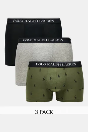 Ralph Lauren Pack de 3 calzoncillos de color negro, caqui y grises con logo en la cinturilla de