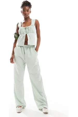 Reclaimed Pantalones a cuadros vichy verdes sin cierres de