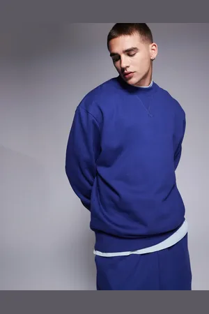 ASOS Sudadera azul extragrande de punto grueso de 400 g/m2 premium de