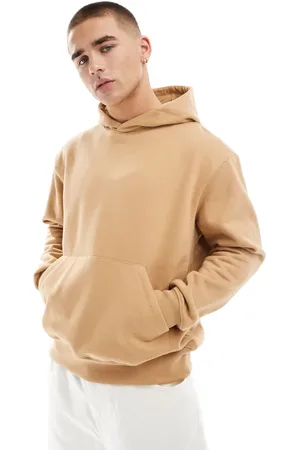 ASOS Sudadera marrón claro extragrande con capucha de tejido grueso de 400 g/m2 de