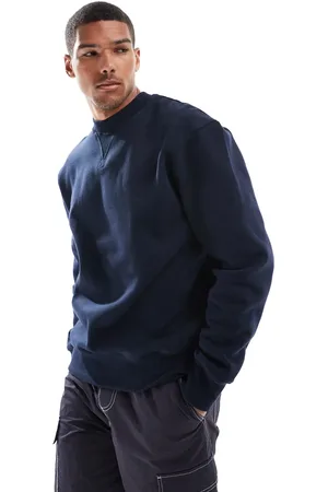 ASOS Sudadera azul marino extragrande de punto grueso de 400 g/m2 premium de