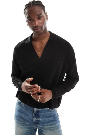 ASOS Polo de manga larga y corte cuadrado extragrande de punto de