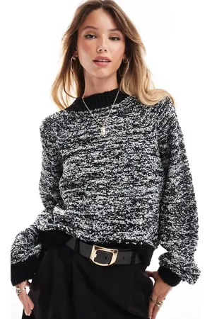 Threadbare Jersey y blanco con cuello subido de bouclé de