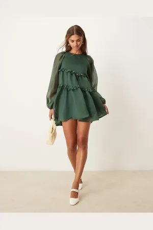 Ghospell Vestido corto verde de organza Ayesha de