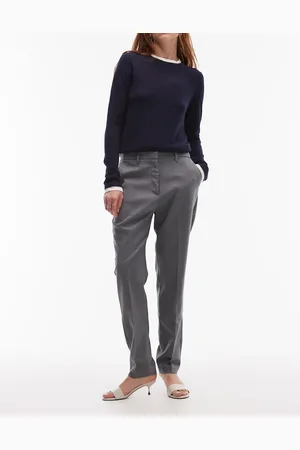 MANGO Pantalones capri grises de corte slim de