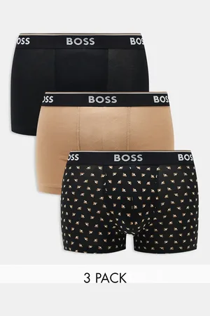 HUGO BOSS Pack de 3 calzoncillos negros y estampados elásticos de