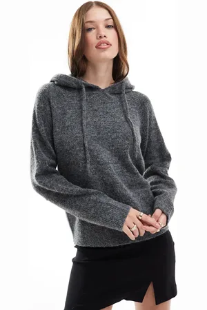 JJXX Jersey gris con capucha de punto mullido de