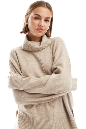 Pieces® Jersey con cuello vuelto y detalle de costura delantera de - neutro