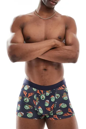 ASOS Calzoncillos con estampado de col de Bruselas de Navidad de