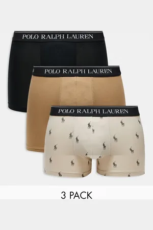 Ralph Lauren Pack de 3 calzoncillos de color piedra, tostado y negro con logo en la cinturilla de
