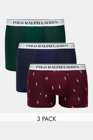 Ralph Lauren Pack de 3 calzoncillos de color verde, burdeos y azul marino con logo en la cinturilla de