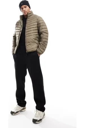 JACK & JONES Chaqueta acolchada caqui plegable con cuello alzado de -Verde