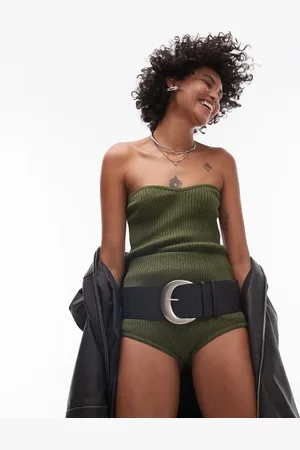 MANGO Pantalones cortos caquis de canalé de (parte de un conjunto)-Verde