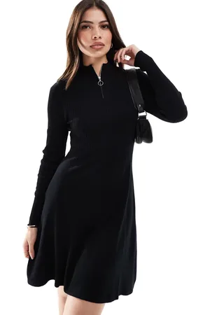 ONLY Vestido midi con cremallera corta de punto estructurado de